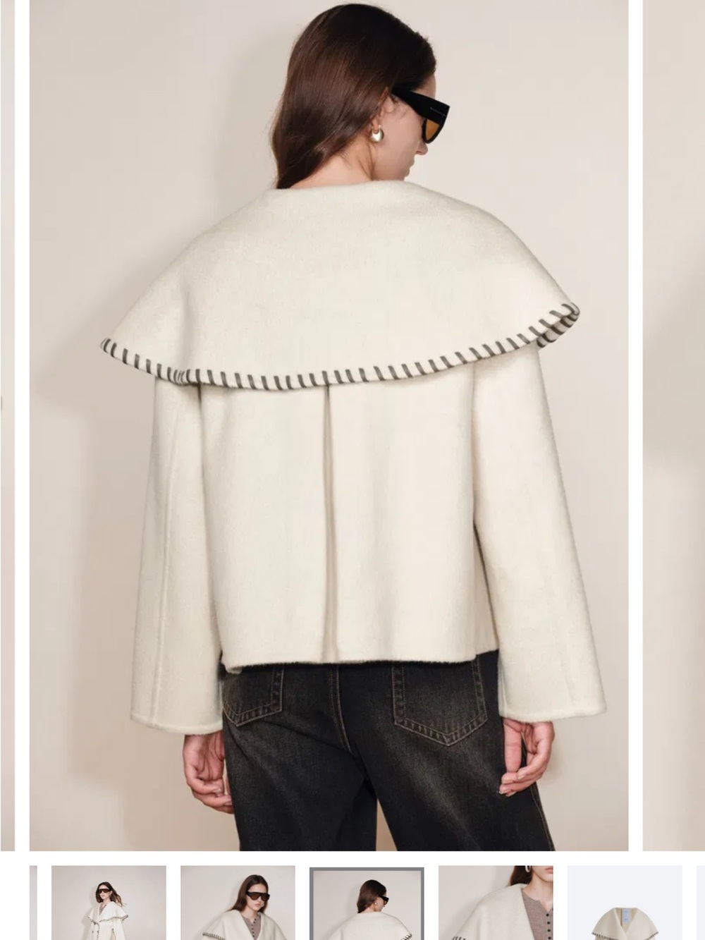 Cream Wool Cape Coat - Picture 11 of 13